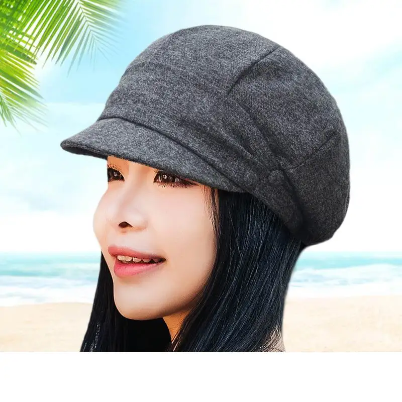 

GBCNYIER Autumn Winter Female Octagonal Cap Outdoor Keep Warm Mother'S Visor Adjustable Solid Color American Style