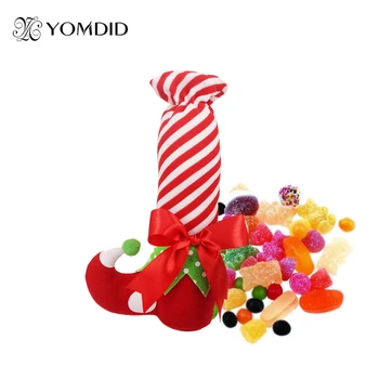 

2Pcs Christmas Candy Bags Lovely Santa Elf Shoe Boot Stripe Cute Candy Gifts Bag Christmas Decor Elf Calcetines Bolsas De Dulces