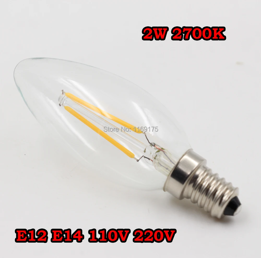 Grensk C35 с регулируемой яркостью 2 Вт, 4 Вт, 6 Вт, светодиодный вытянутая лампа в форме свечи E12 E14 110V 220V AC холодный белый 6000K теплый белый 2700K позолоченная люстра