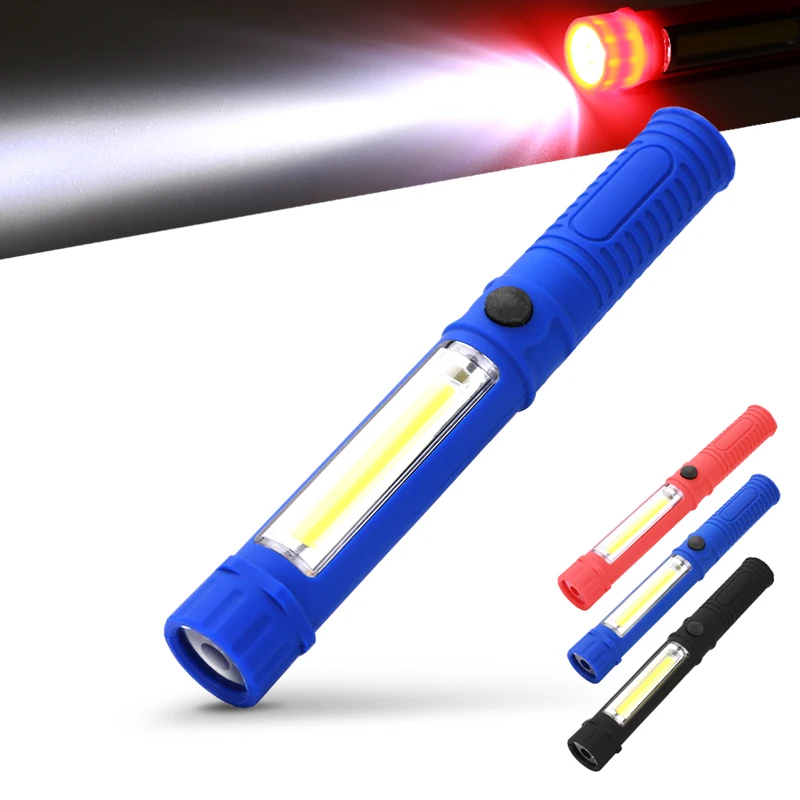 COB led pen flashlight Multifunction cob Handle work flashlight laser