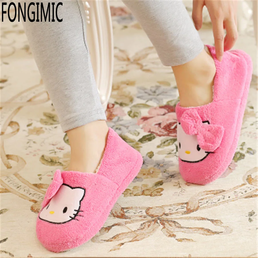 Autumn winter women fashion candy color sweet style cotton slipper indoor keep warm no slip home