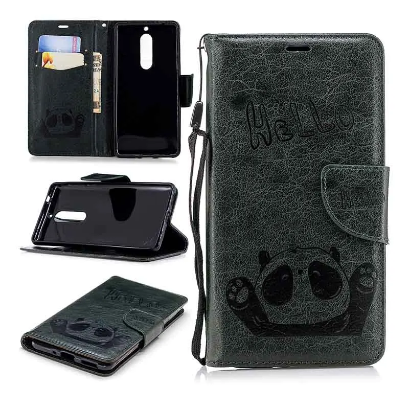 KEFO Retro PU Leather + Soft Silicone Case For Nokia 1 2 3 5 3D Panda Embossed Wallet Cover For Iphone X 10 5S SE 6 6S 7 8 Plus  (13)