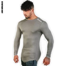 Хлопок гимнастическая майка спортивная футболка мужская с длинным рукавом рубашка для бега Мужская тренировка тренировочные футболки Бодибилдинг Беговая Футболка мужская