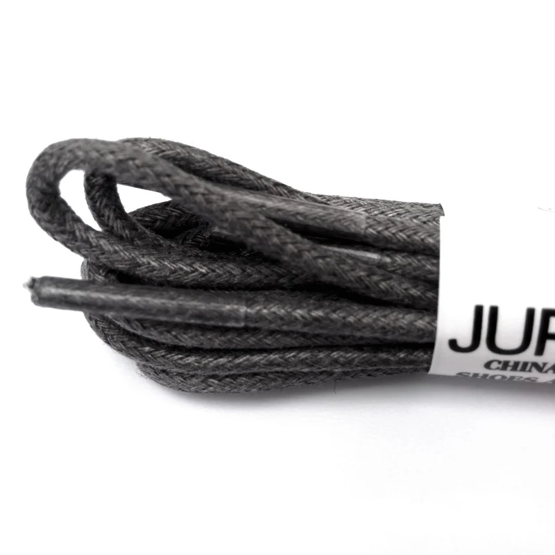 JUP1-12 Pair Dark Gray High Quality Laces Waxed Round Shoelaces Sneaker Solid Polyester Twisted Boots Shoes Brand Fashion Sporty