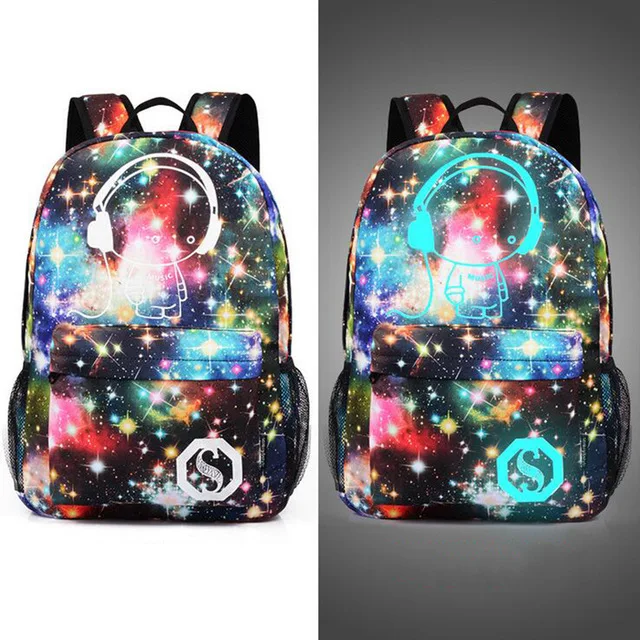 

Men's Backpack Anime Starry sky Luminous Printing Teenagers Casual Mochila Men Women's Backpack Student Cartoon School Bags