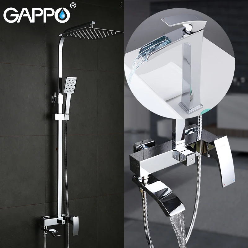 GAPPO Sanitary Ware Suite shower set with basin faucet brass bathroom shower set chrome bath faucet mixers shower system GAPPO Sanitary Ware Suite shower set with basin faucet brass bathroom shower set chrome bath faucet mixers shower system
