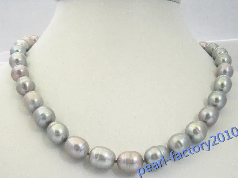 

18" AAA 10-13 MM SOUTH SEA NATURAL gray PEARL NECKLACE 18K CLASP