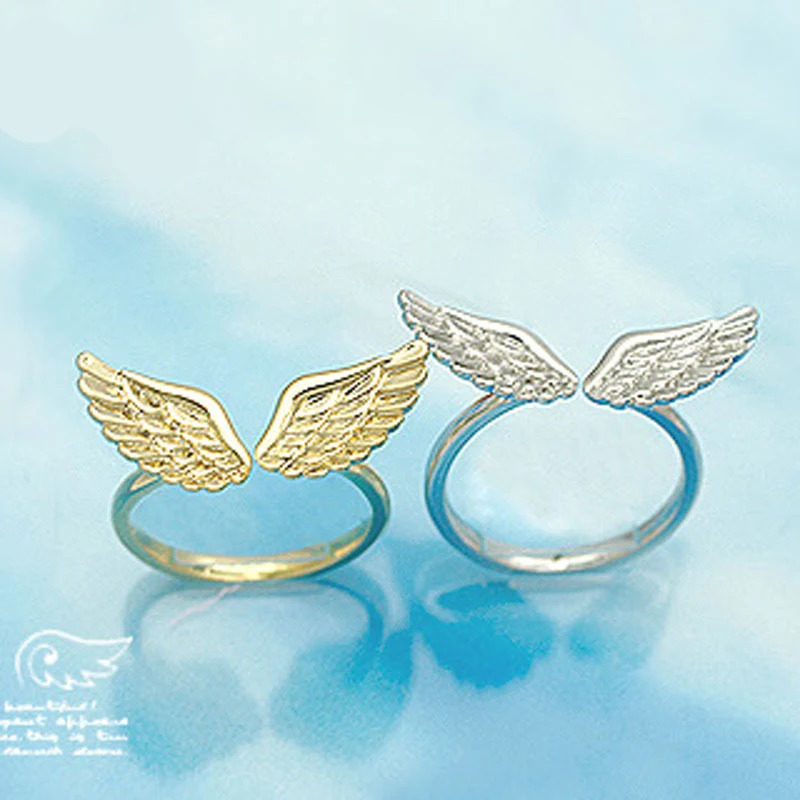 

17mm Size Greater Fashion Korean Small Bright Angel Wings Ring Fashion Classic Silver And Gold Colour NZ16