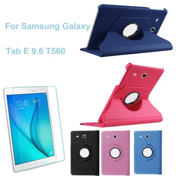 

Hard PU Leather Smart Shell For Samsung Galaxy Tab E 9.6 SM-T560 T561 Cover For Samsung Galaxy Tab E 9.6 +Tempered Glass Flim