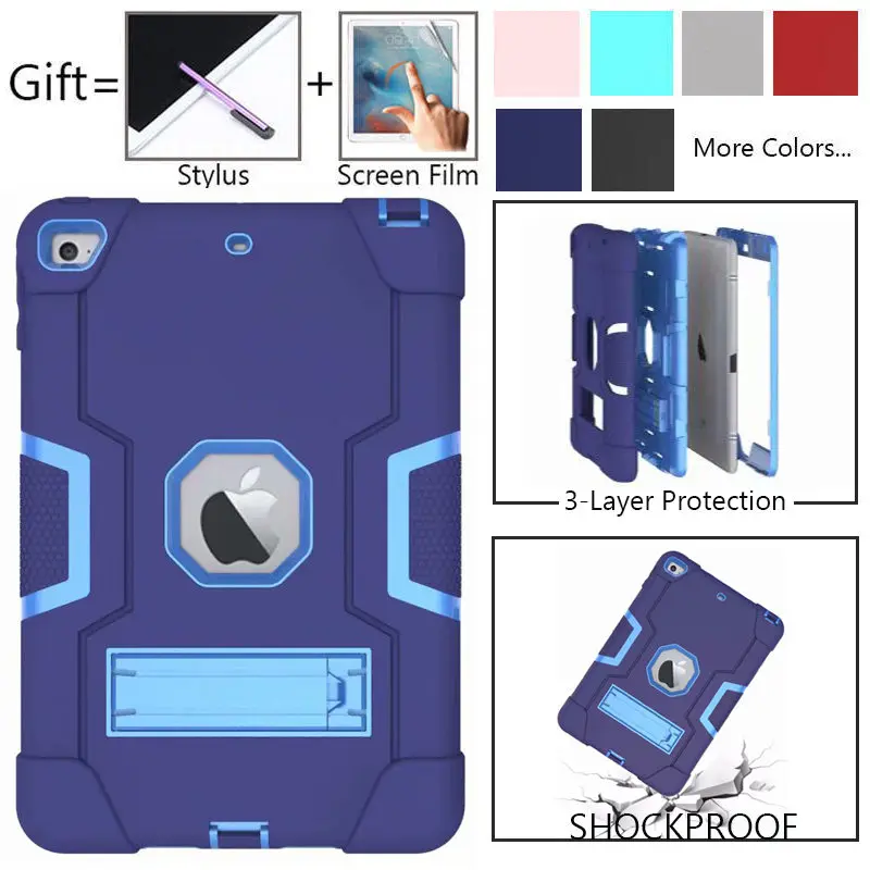 

Protective Cover for iPad Mini4 case iPad Mini 5 4 7.9 Inch Case Hybrid Stand Hard PC + Kickstand Rubber Armor Skin Tablet Case