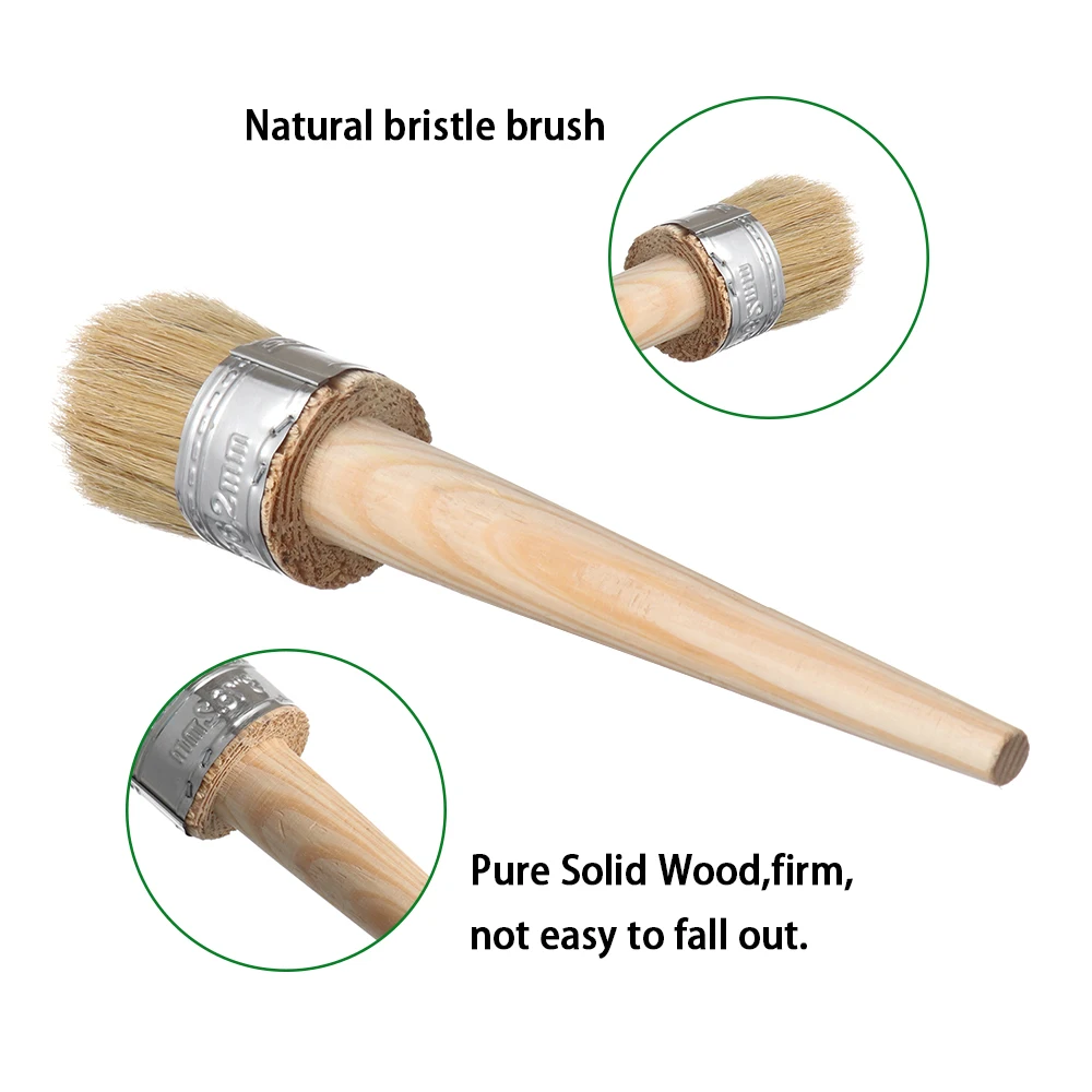 1PC Wood Large Brushes with Natural Bristles Chalk Paint Wax Brush for Painting or Waxing Furniture Stencils Folk art Home Decor roller cover Paint Tools