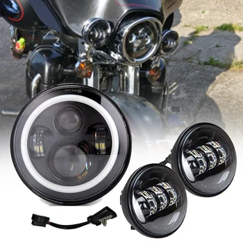 

Marlaa 7" LED Headlight + 2x 4-1/2" LED Auxiliary Spot Fog Passing Light Lamp For Motorcycle