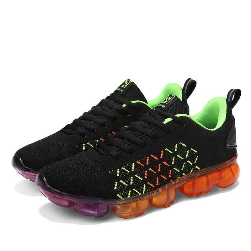 

Spring and summer flying woven breathable running shoes, personalized color bottom sports shoes, lightweight fashion sneakers