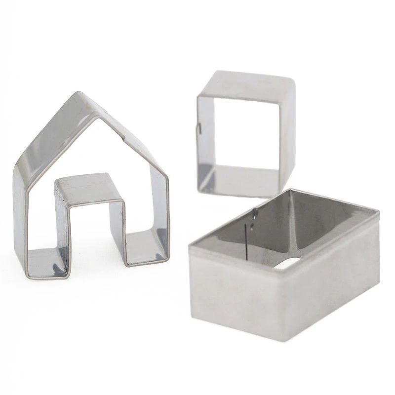 JX-LCLYL 3Pcs Mini Stainless Steel Gingerbread House Cookie Cutter Set Biscuit Mold