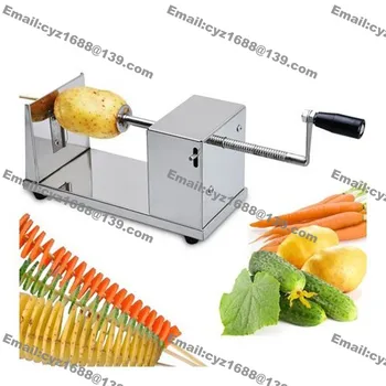 

Free Shipping Stainless Steel Manual Spiral Twister Tornado Potato Cutter Slicer with 15L gas Deep Fryer + 1000pcs Bamboo Skewer