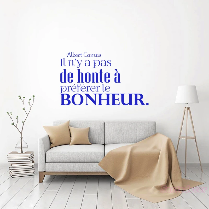 French Quote Mural Decals No Shame To Prefer Happiness Wall Decor Camus Vinyl Wall Sticker For Living Room Home Decor Art Poster Wall Stickers Aliexpress