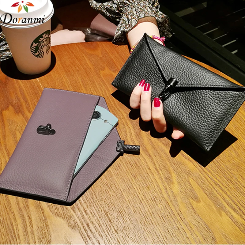 

DORANMI Cow Leather Women Wallet Luxury Brand Designed 2019 Long Purse Bag For Female Genuine Leather Thin Money Bag NPJ094