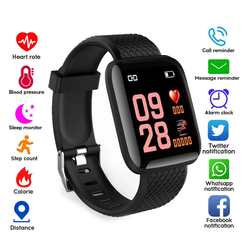 

Smart Watch for Men Women ID116 Smart Wearable Device Sport Fitness Activity Tracker Heart Rate Sleep Monitoring Multi-Language