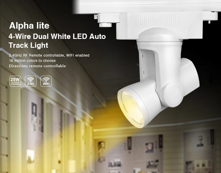

Mi Light AC110V-260V 25W 4 wire Dual White LED Auto Track Light color temperature adjustable CC/CW CCT 99 groups tracking light
