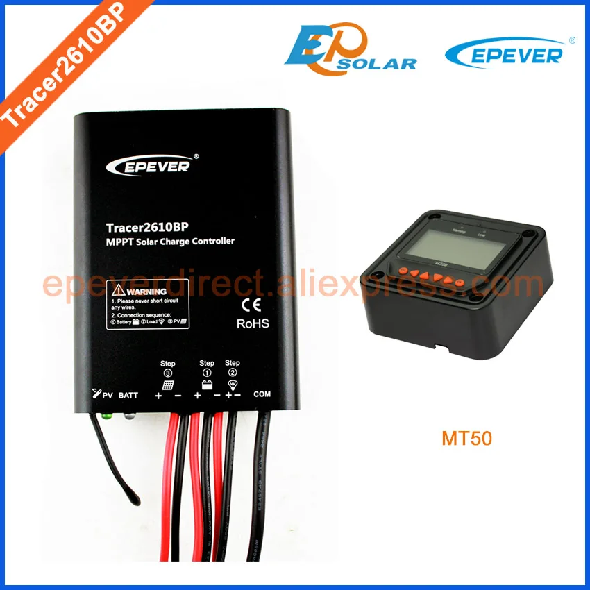 24 В MPPT 10A 10amp Солнечный портативный регулятор мощности Tracer2610BP+ PC USB Подключите кабель 12 В 24 В авто работы EPSolar/epever - Цвет: with black MT50