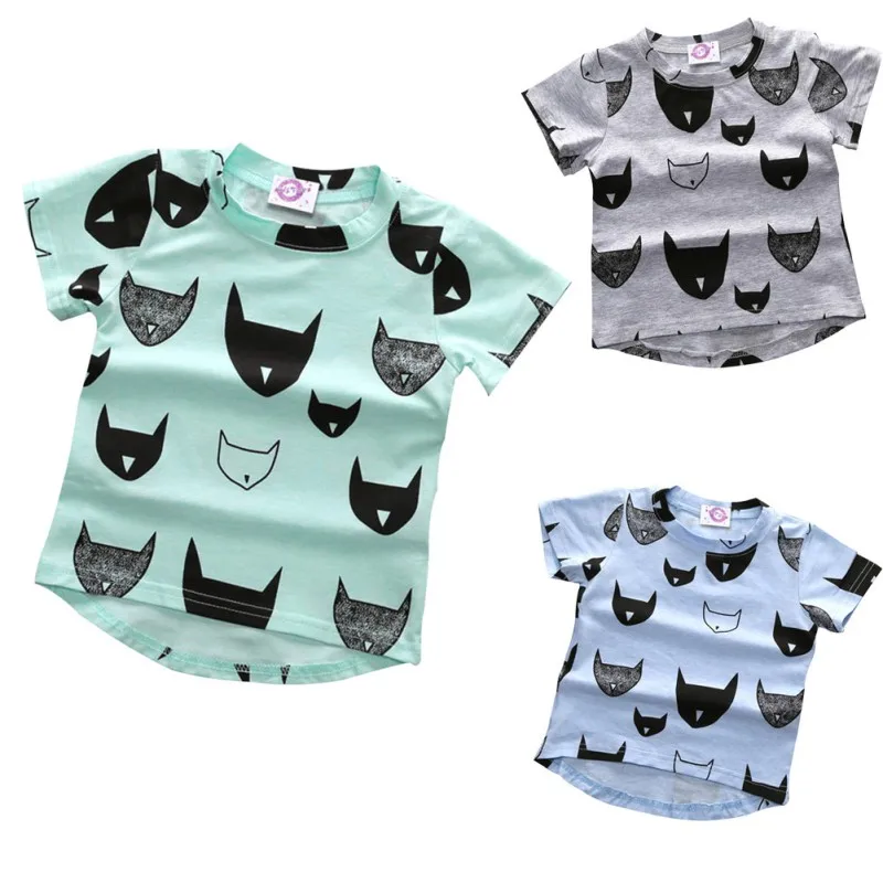 

Summer Kids Head Print Short Sleeve Baby Boys Girls T-shirts T Shirt Cotton Cartoon Bat