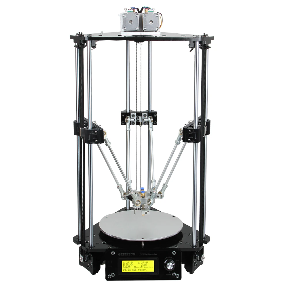 Geeetech 3D Printer Dual Heads Rostock Mini G2S Pro Delta Auto Kits All Metal High Resolution