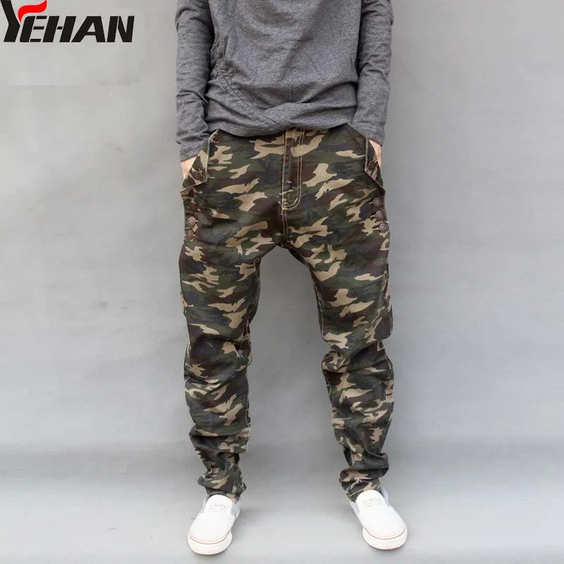 Militare degli uomini di Camouflage Harem Dei Jeans di Cotone Più Il  Formato Hip Hop Uomini Pantaloni Larghi Pantaloni Cargo Mens Allentati Pantaloni  pantaloni m 6XL|baggy cargo pants|men elastic pantscargo pants -