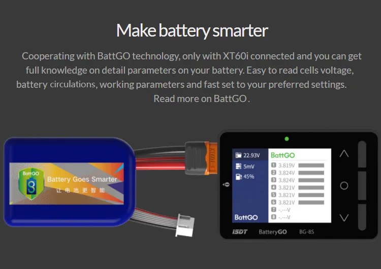 ISDT BattGo BG-8S Smart Батарея Checker балансировки приемник сигнала тестер Quick Charge функция