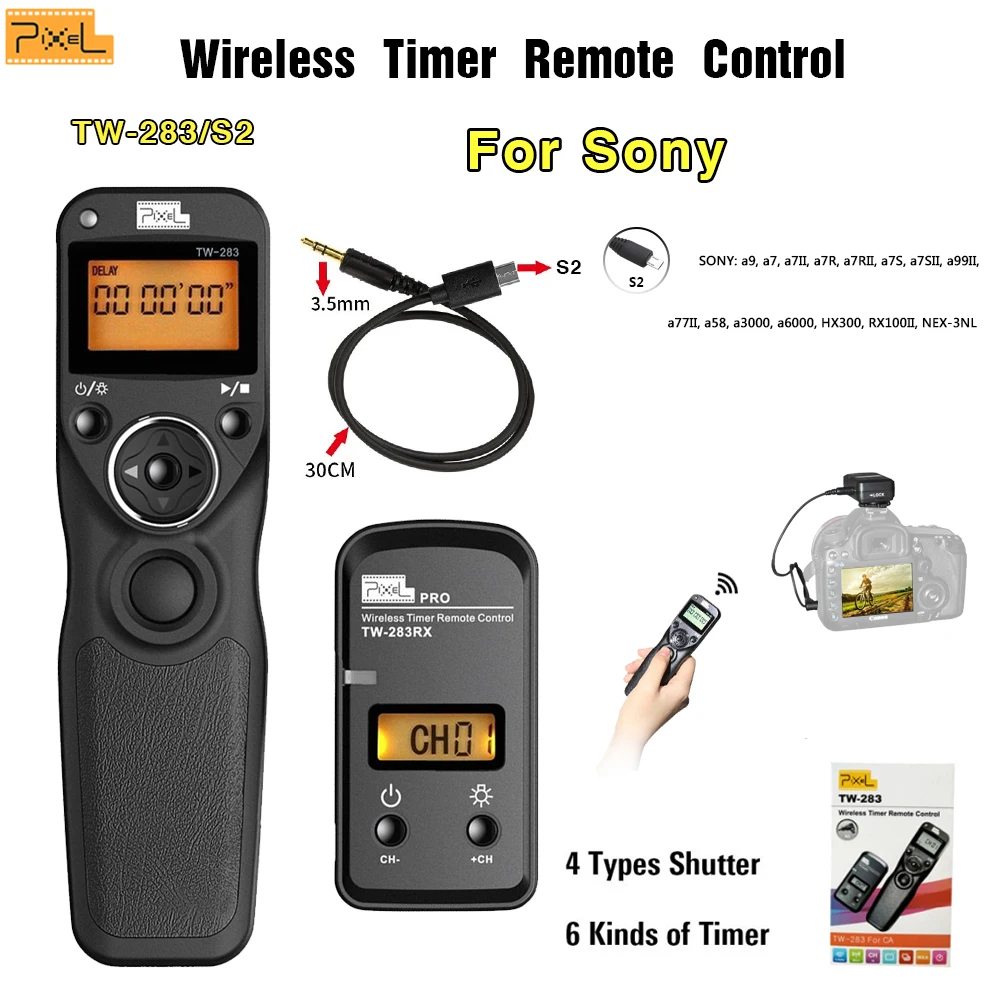

Pixel TW-283/S2 2.4G Wireless Timer shutter Remote Control For Sony A7 A7 II A7R A7R II HX300 shutter Release SLR remote control