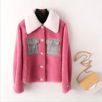 

Fashion Casual Faux Fur Coat 2019 Winter New Short Sheep Shear Coat Granules Lamb Hair High Quality Fur Winter Coat Women