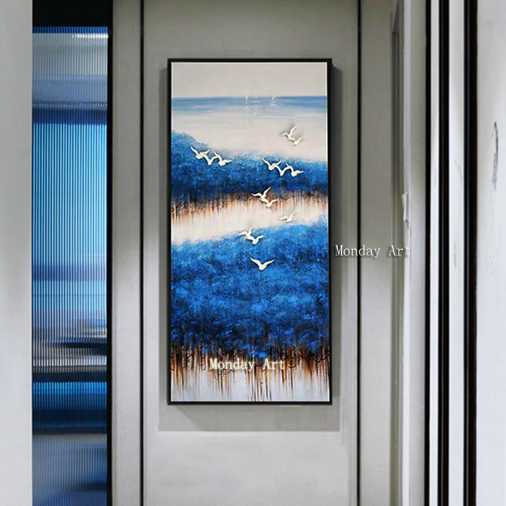 QQ Hand-Painted-Oil-Painting-on-canvas-Abstract-Blue-forest-and-birds-Unique-gift-Wall-Picture-for1 (1)