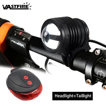

Zoomable Front Bike Lamp 3000Lm T6 LED Flashlight Bicycle Light Cycling Torch MTB Headlight +Red/Blue Laser Rear Lamp