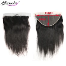 Bigsophy Straight Hair13x6 Lace Frontal Closure With Baby Hair Brazilian 8-24 Inch Lace Frontal Closure Remy Human Hair Natural Лучший!