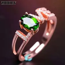Woman Genuine Natural Diopside stone ring Actual 925 sterling silver Gold plated Madam gem Jewelry rings