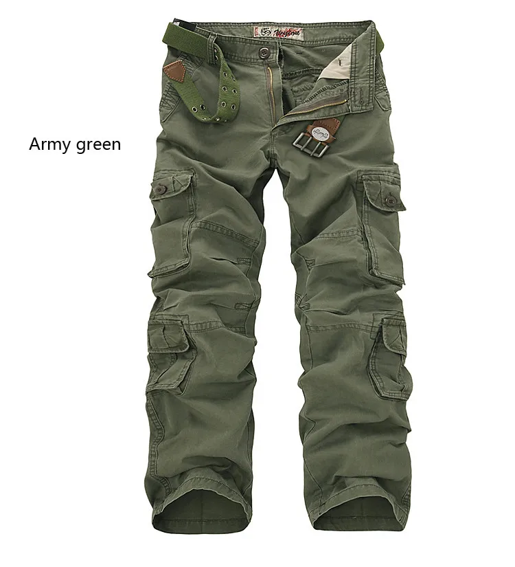 Мужские военные брюки карго с несколькими карманами, мешковатые мужские хлопковые брюки, повседневные Комбинезоны, армейские тактические брюки без ремней, плюс размер 46 - Цвет: D0025 army green