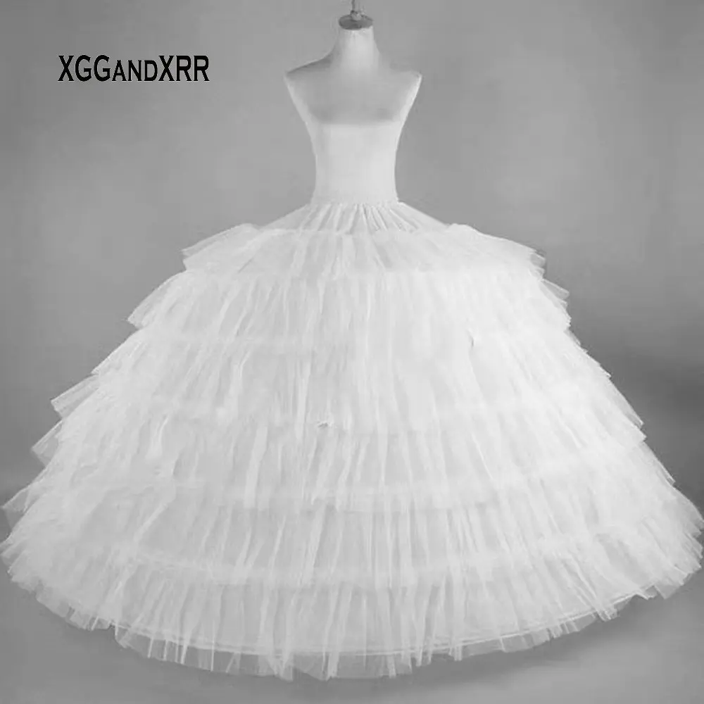 

Ball Gown Long Petticoats Wedding Dress 6 Hoop Crinoline Ruffles Petticoat Underskirt Wedding Accessories Fast Shipping