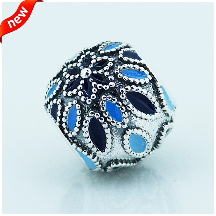 

Fits for Pandora Bracelets Cathedral Rose blue Enamel Silver Beads New Original 100% 925 Sterling Silver Charms DIY Jewelry