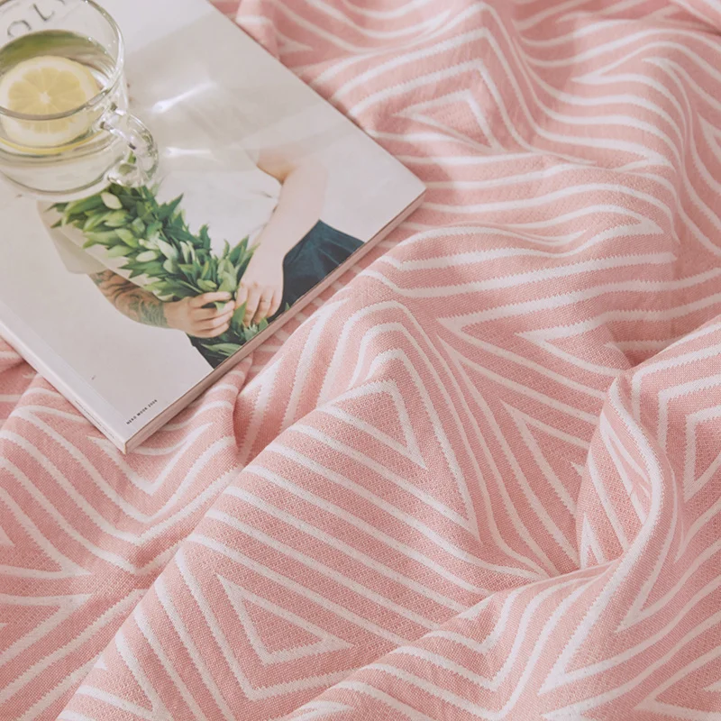 Хлопок, вязаные летние одеяла для кроватей, японский стиль, розовое, хаки, стеганое одеяло, односпальная двуспальная кровать, очень мягкие одеяла