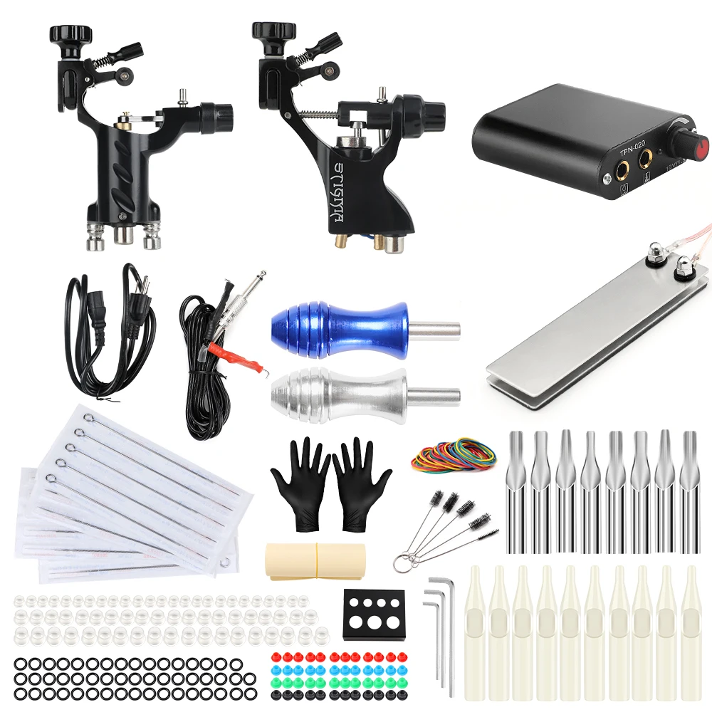 

Solong Tattoo Machine Set Two Coil Machine For Liner and Shader Power Supply Foot Pedal Grip Needles Tattoo Body&Art TK201-19