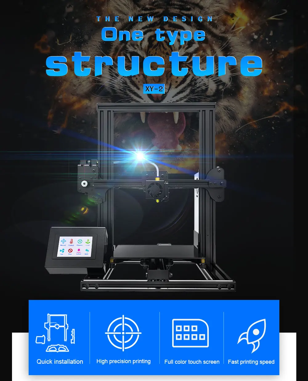 Tronxy XY-2 быстрая сборка металлический 3d принтер 220*220*260 мм высокая печать Магнитная Тепловая бумага 3,5 дюймов сенсорный экран