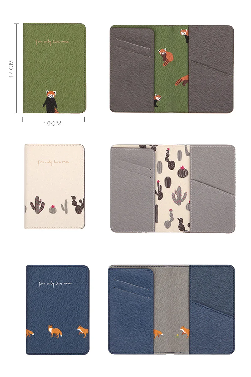 Travel Passport Cover PU Cute Printing Foldable Credit Card Holder Multifunction Documents Flight Bit License Wallet Bag PC0059 (1)