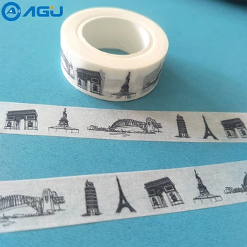 

AAGU 1PC 1.5cm*10m Paris Eiffel Tower Pattern Wide Washi Tape Decorative Kawaii Japanese Masking Tape Scrapbooking Paper Tape