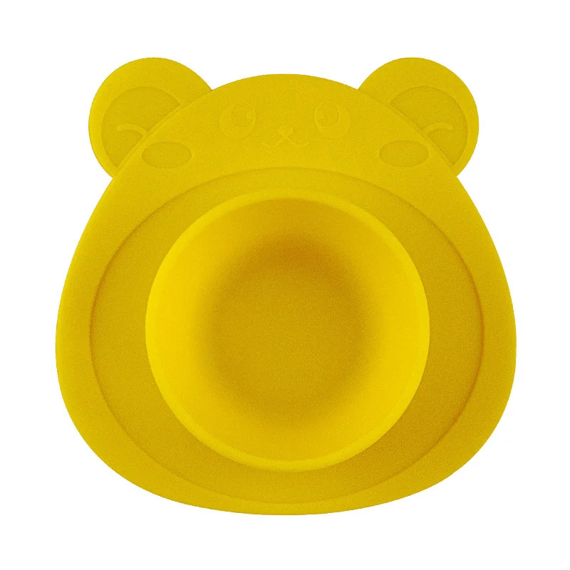 Qshare Силиконовые пластины твердые, посуда для кормления c изображением животных, из чаша подачи игрушка детские столовые приборы, Еда плита контейнера для детская салфетка под приборы на присоске - Цвет: Yellow