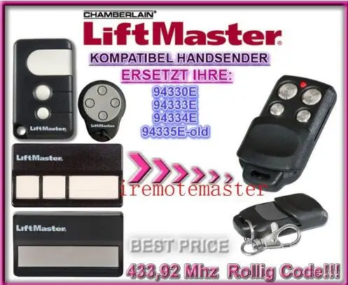 

DHL free shipping! Chamberlain liftmaster 94335e 94330e 94334e 94333e replacement garage door remote control 433mhz