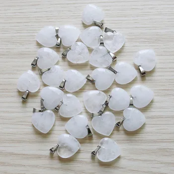 

20mm Love Heart Stone Beads Pendants Charms Wholesale Natural White Quartz For DIY Jewelry Making Women Gift