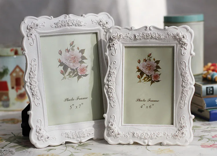 

Hot Selling Newest White Pastoral Frame Combination Rose Photo Frame Creative Photo Frame Table Picture Desktop Frame
