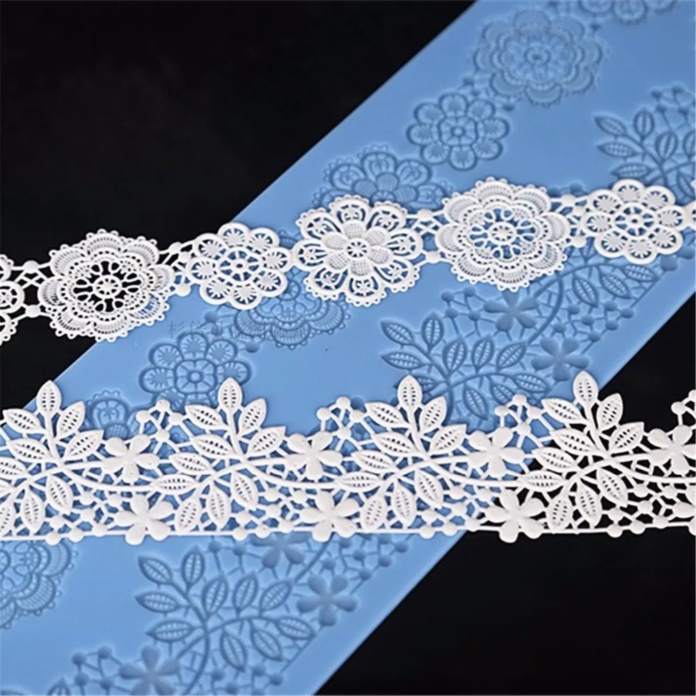 

Flowers and Leaves Lace Mat Silicone Mold Fondant Cake Decorating Edible Baking Mat Sugarcraft cake border wedding