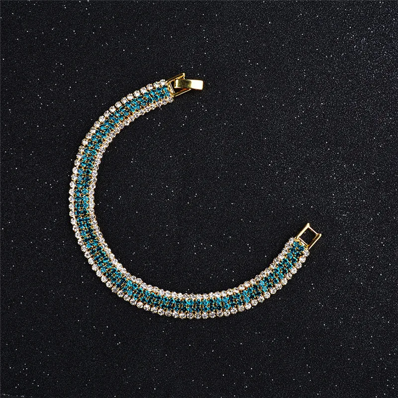 

BOAKO Fashion Women Shining Roman Chain Bracelet Bangles Clear Zircon Crystal Rhinestone Jewelry Ultra Flash Luxurious Noble Z4
