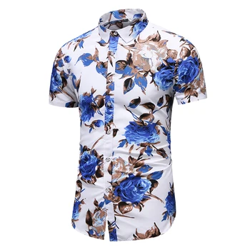 

M-6XL 7XL mens shirts casual slim fit hawaiian shirt men summer new style print short sleeve designer shirt men high quality