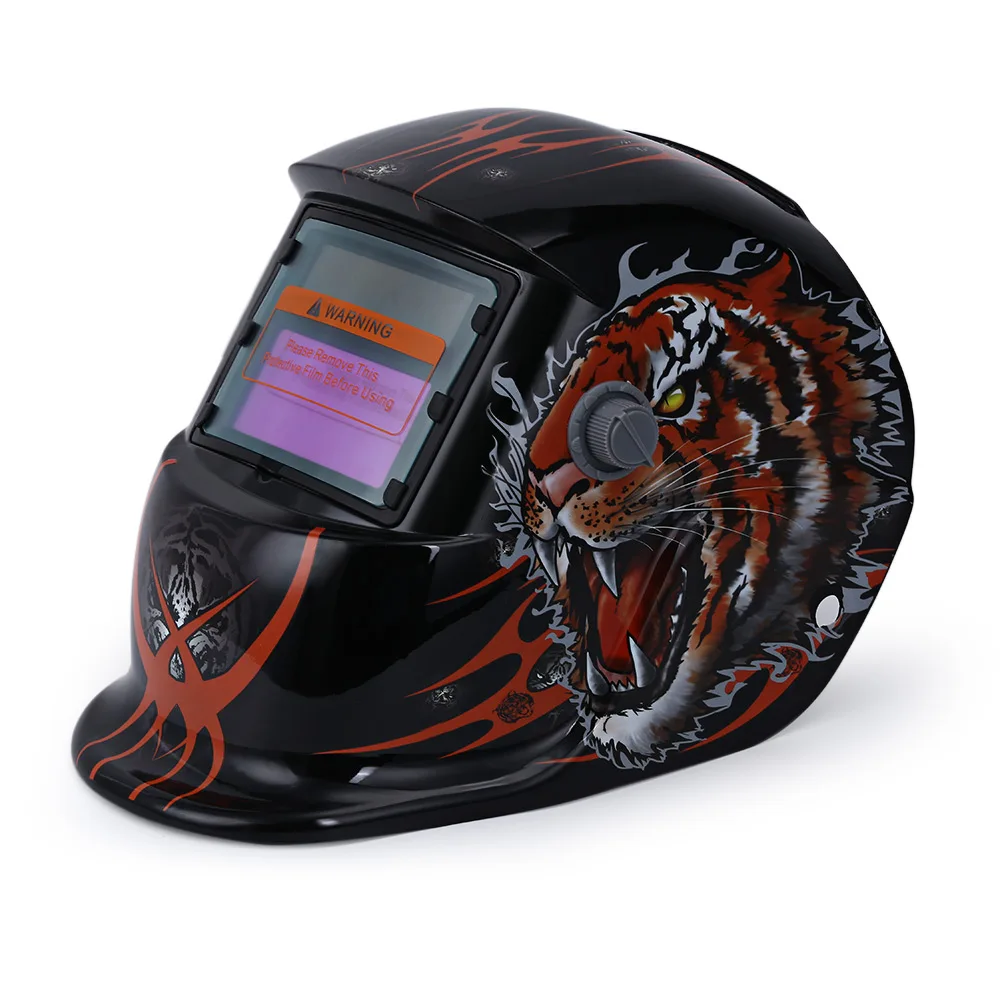 Solar Power Automatic Darkening Electric Welding Mask Helmet Tiger Pattern Welder Lens Weld Cap Protective |